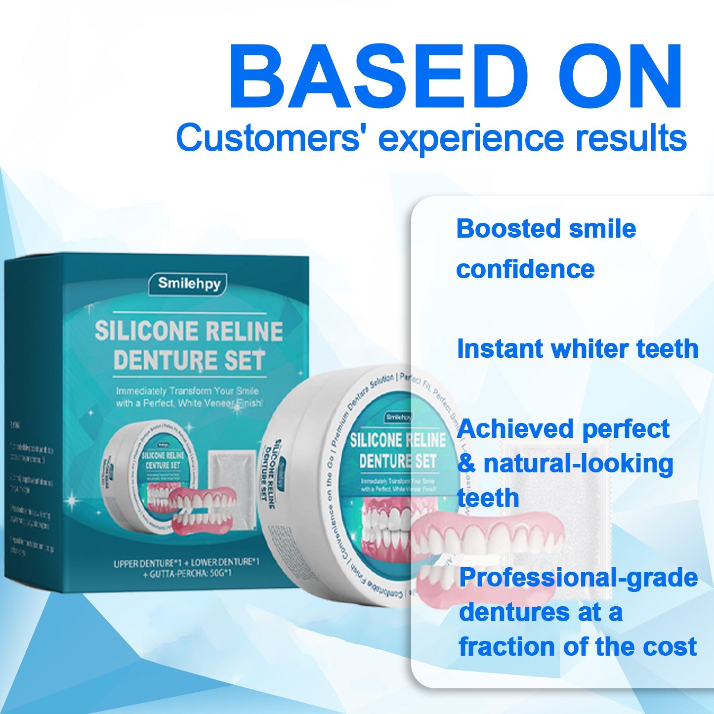 ADA Recommended Smilehpy™ Silicone Reline Denture Set